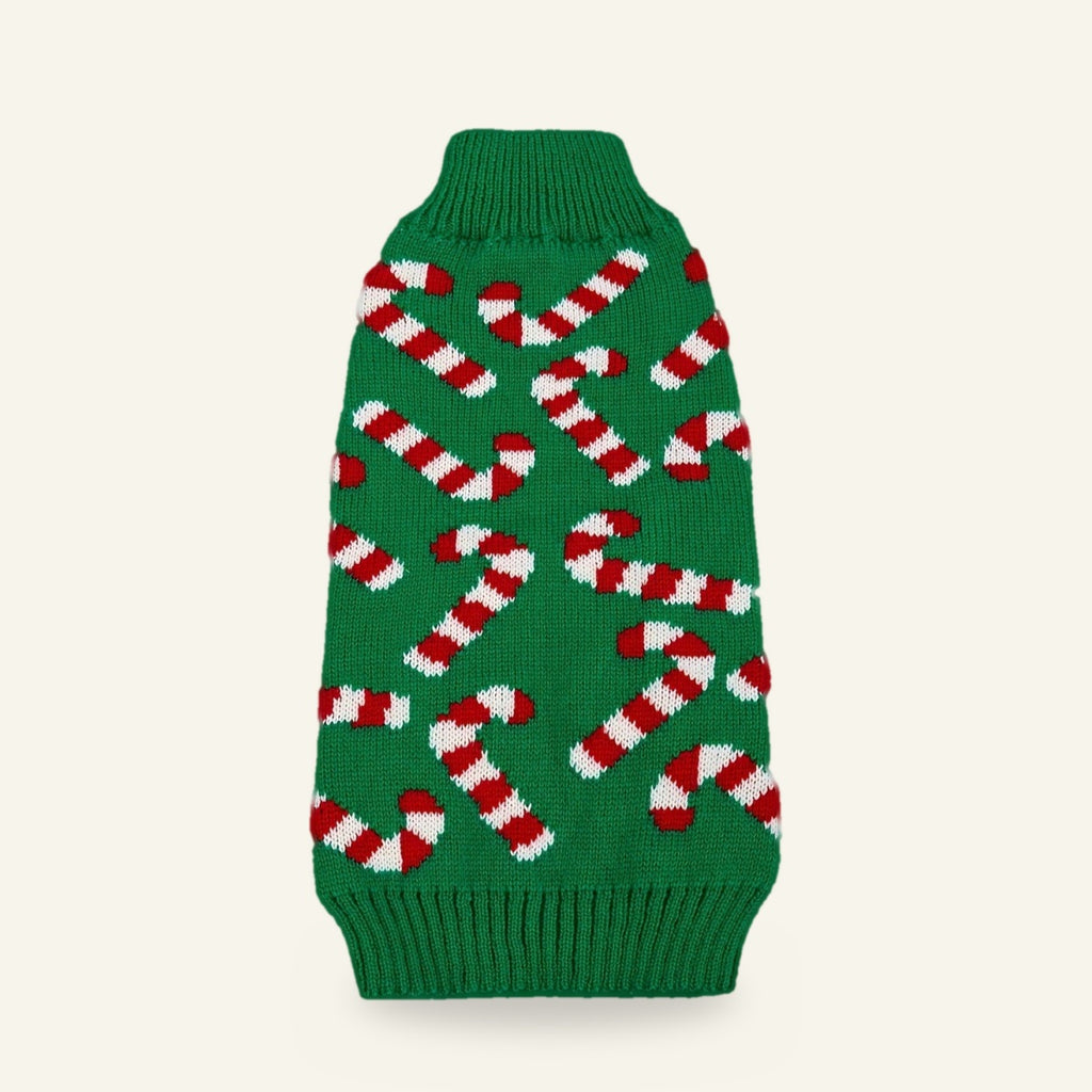 Green candy cane dog jumper