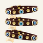 Suede Evil Eye Dog Collar | Dark Chocolate 🌰 PAW LONDON