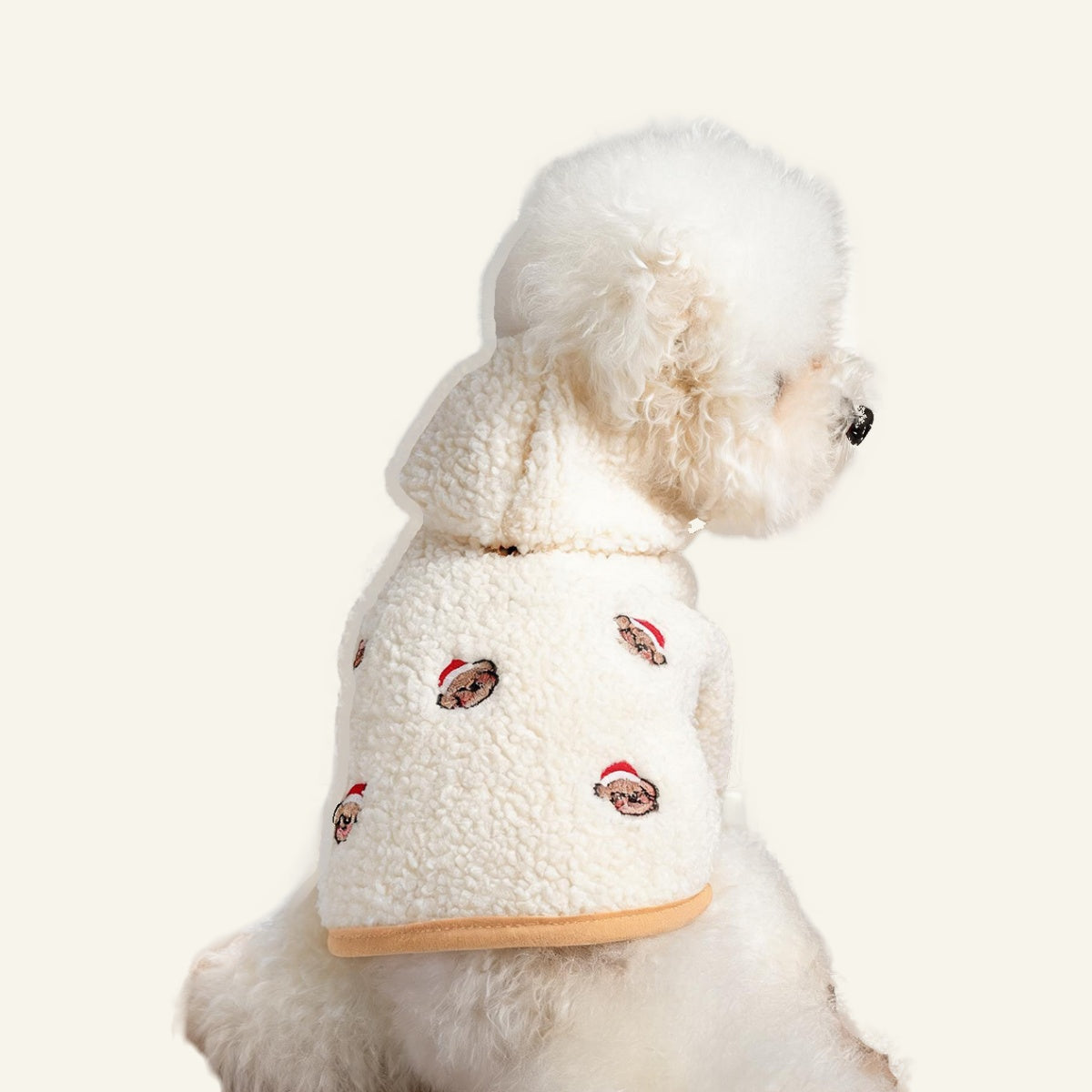 Christmas Bear hoodie on a dog, back view
