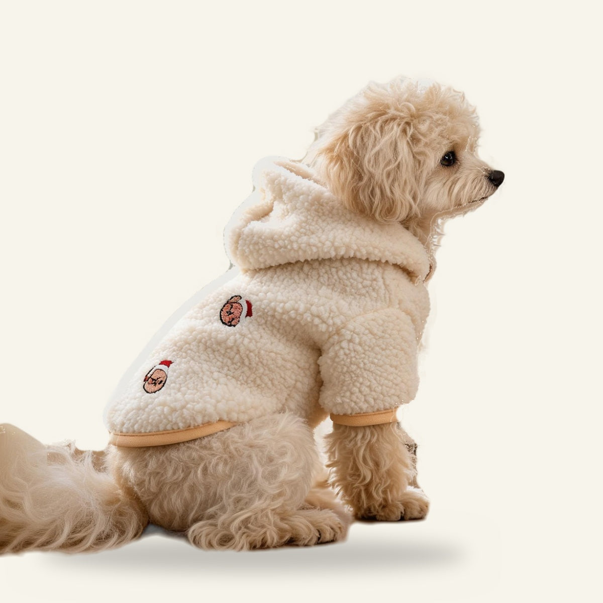 Christmas Bear hoodie on a dog, side view