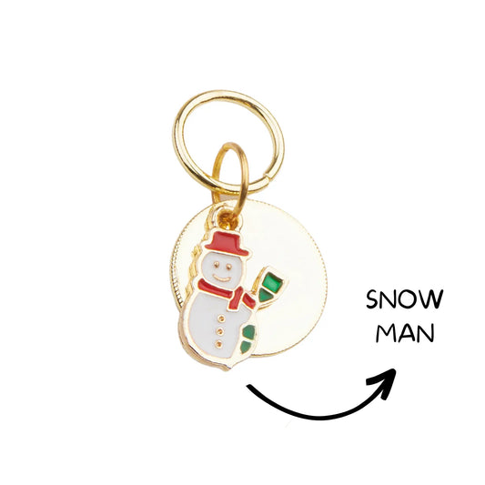 Christmas Dog ID Tag with Snowman Charm | Customizable Shapes & Free Engraving - PAW LONDON