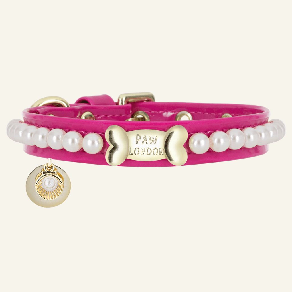 Diana Pearl Dog Collar Hot Pink 💕 - PAW LONDON