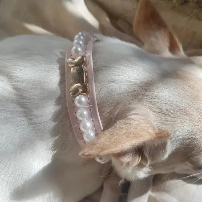 Diana Pearl Dog Collar Soft Pink 💘 - PAW LONDON