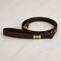 Dog Lead with Gold Plated Bone | Brown 🐾 - PAW LONDON