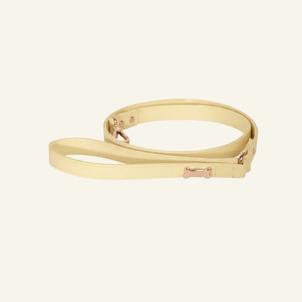 Dog Lead with Gold Plated Bone | Butter - PAW LONDON