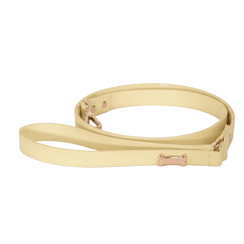 Dog Lead with Gold Plated Bone | Butter 🧈 - PAW LONDON