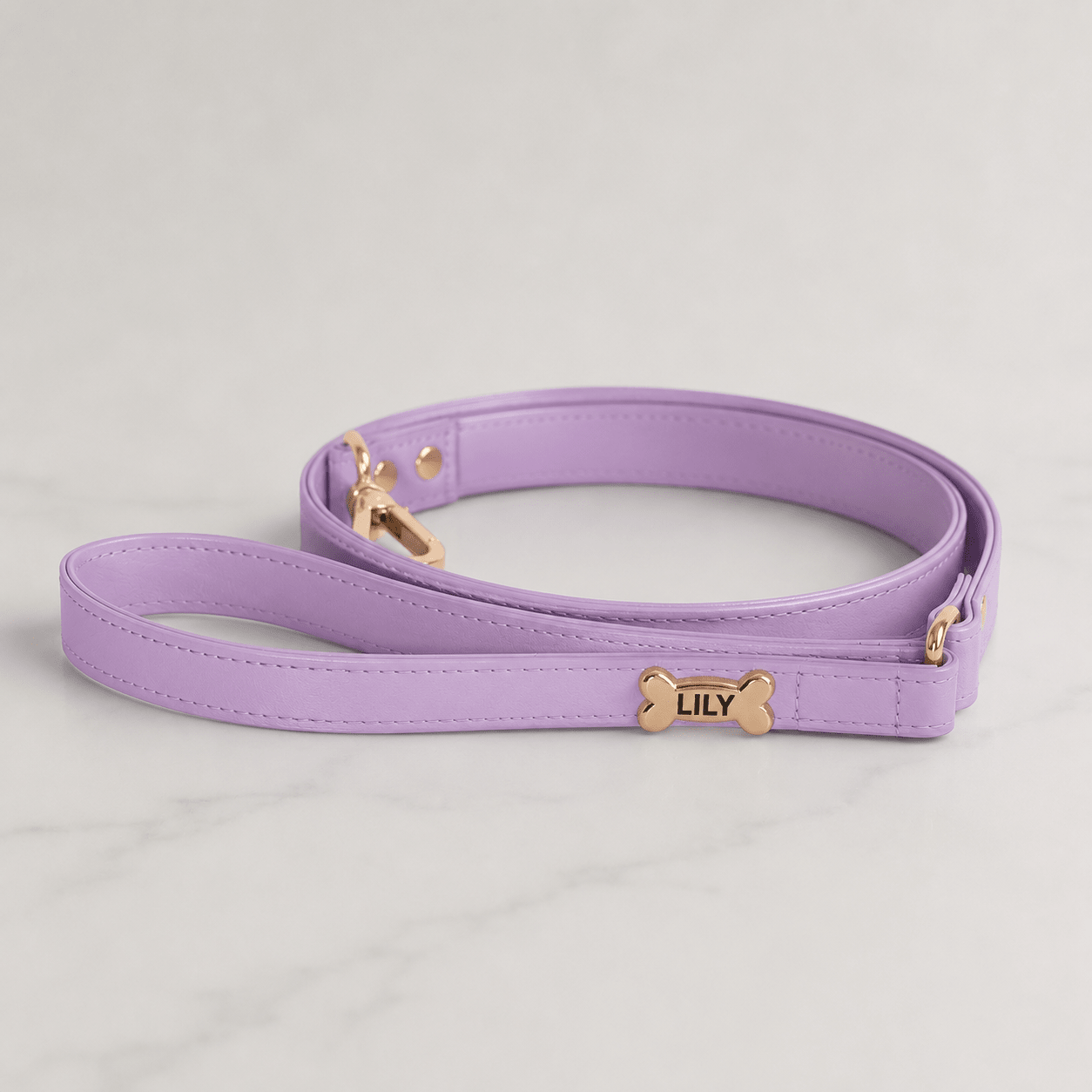 Dog Lead with Gold Plated Bone | Lavender - PAW LONDON