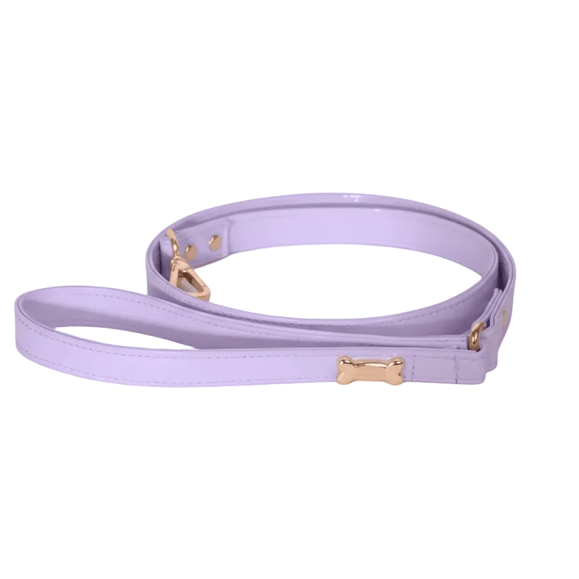 Dog Lead with Gold Plated Bone | Lavender - PAW LONDON
