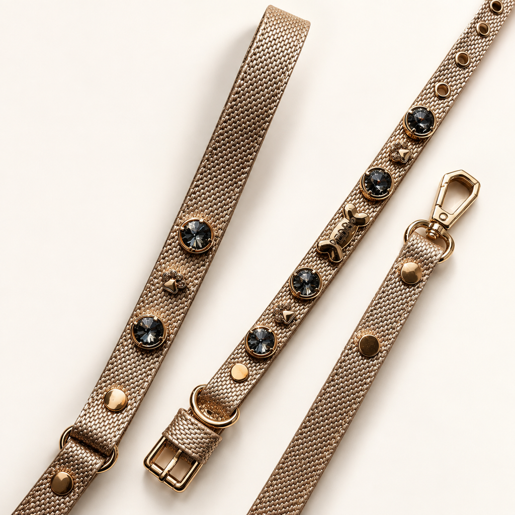 Elizabeth Swarovski® Dog Leash and Collar Set | Gold