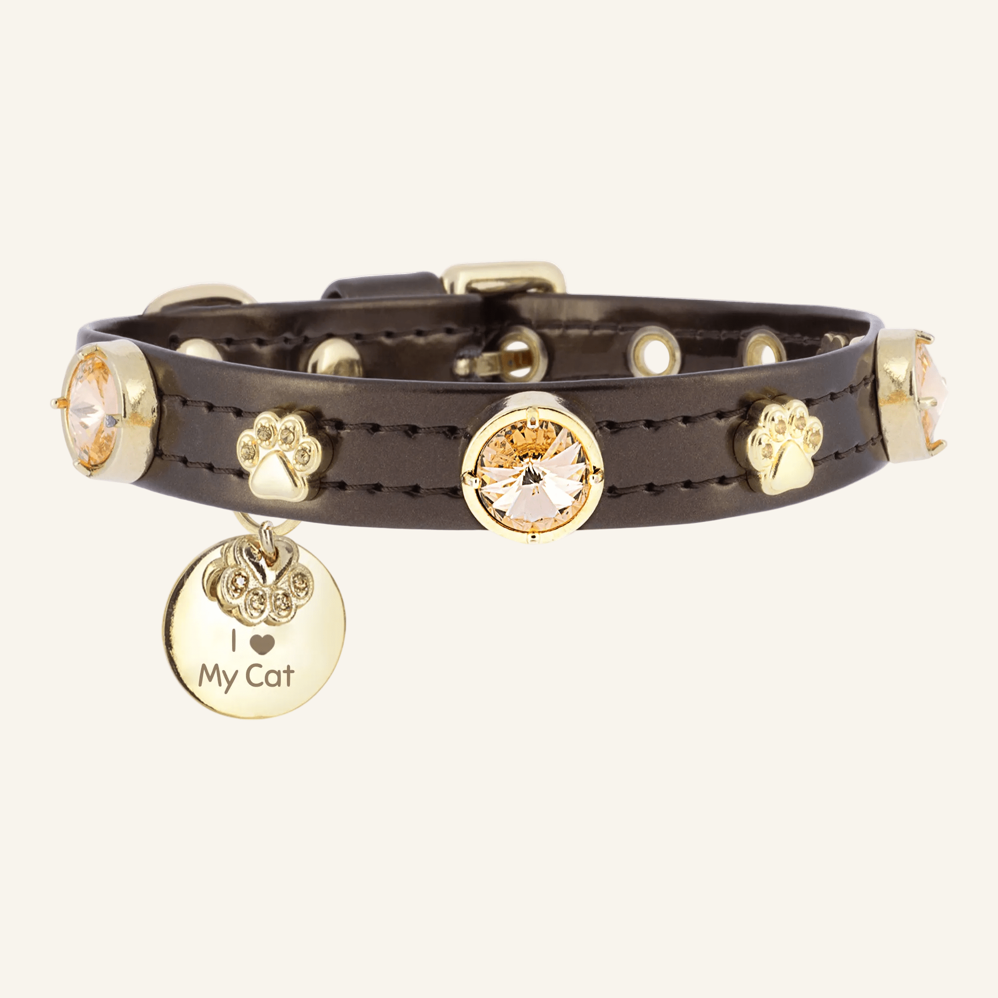Espresso Swarovski® Brown Cat Collar - PAW LONDON
