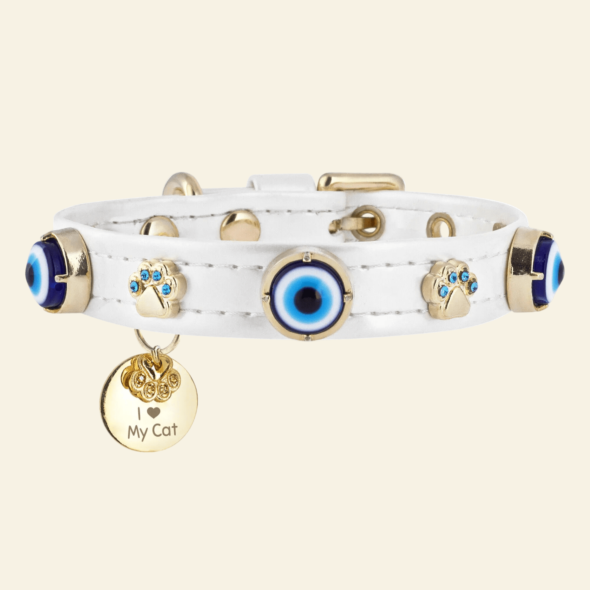 Evil Eye Cat Collar | White 🧿 - PAW LONDON
