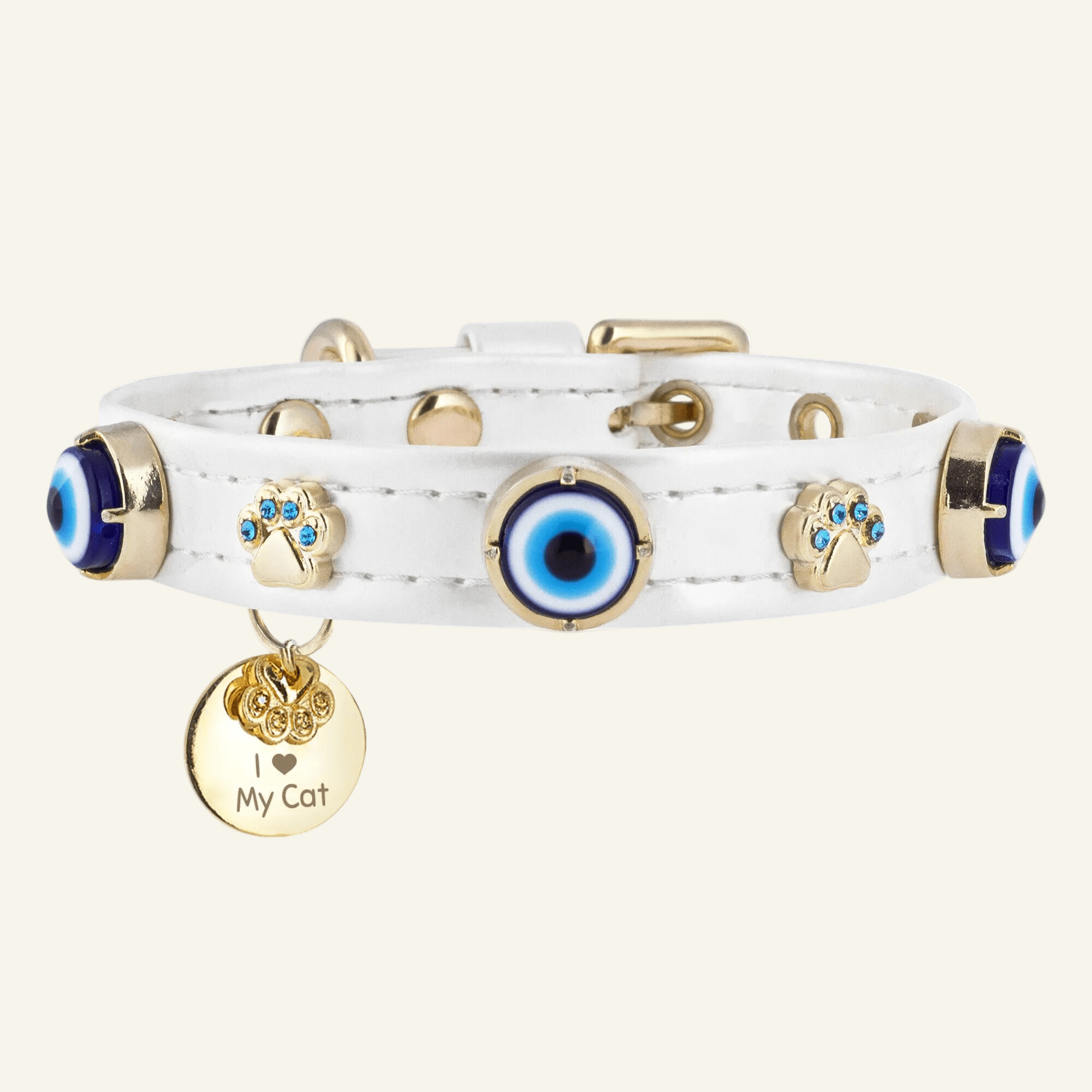 Evil Eye Cat Collar | White 🧿 - PAW LONDON