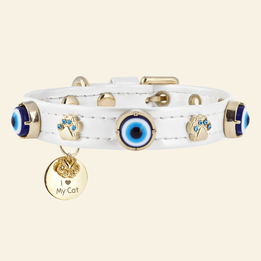 Evil Eye Cat Collar | White 🧿 - PAW LONDON