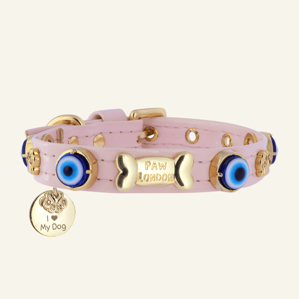 Evil Eye Dog Collar | Baby Pink 💘 - PAW LONDON
