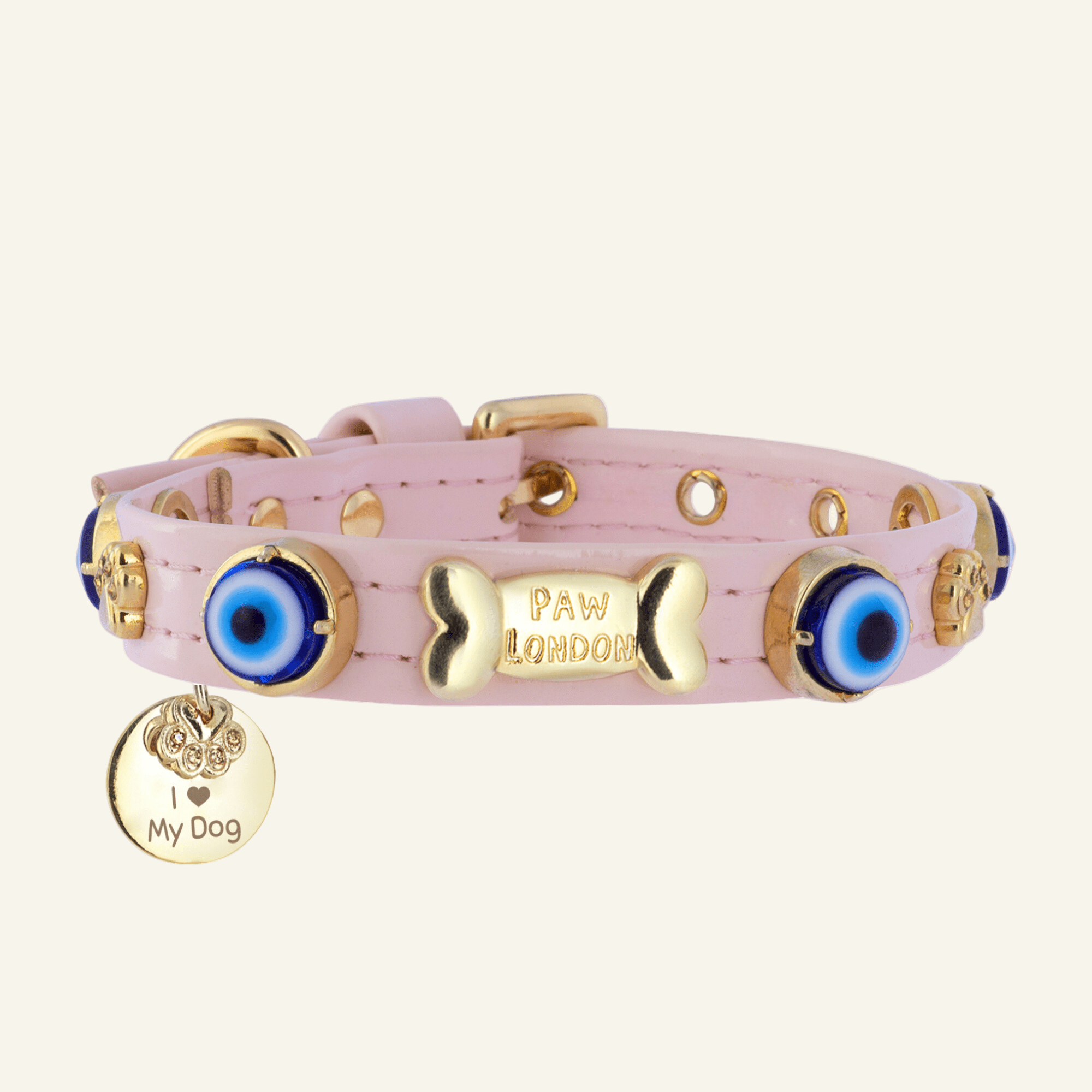 Evil Eye Dog Collar | Baby Pink 💘 - PAW LONDON
