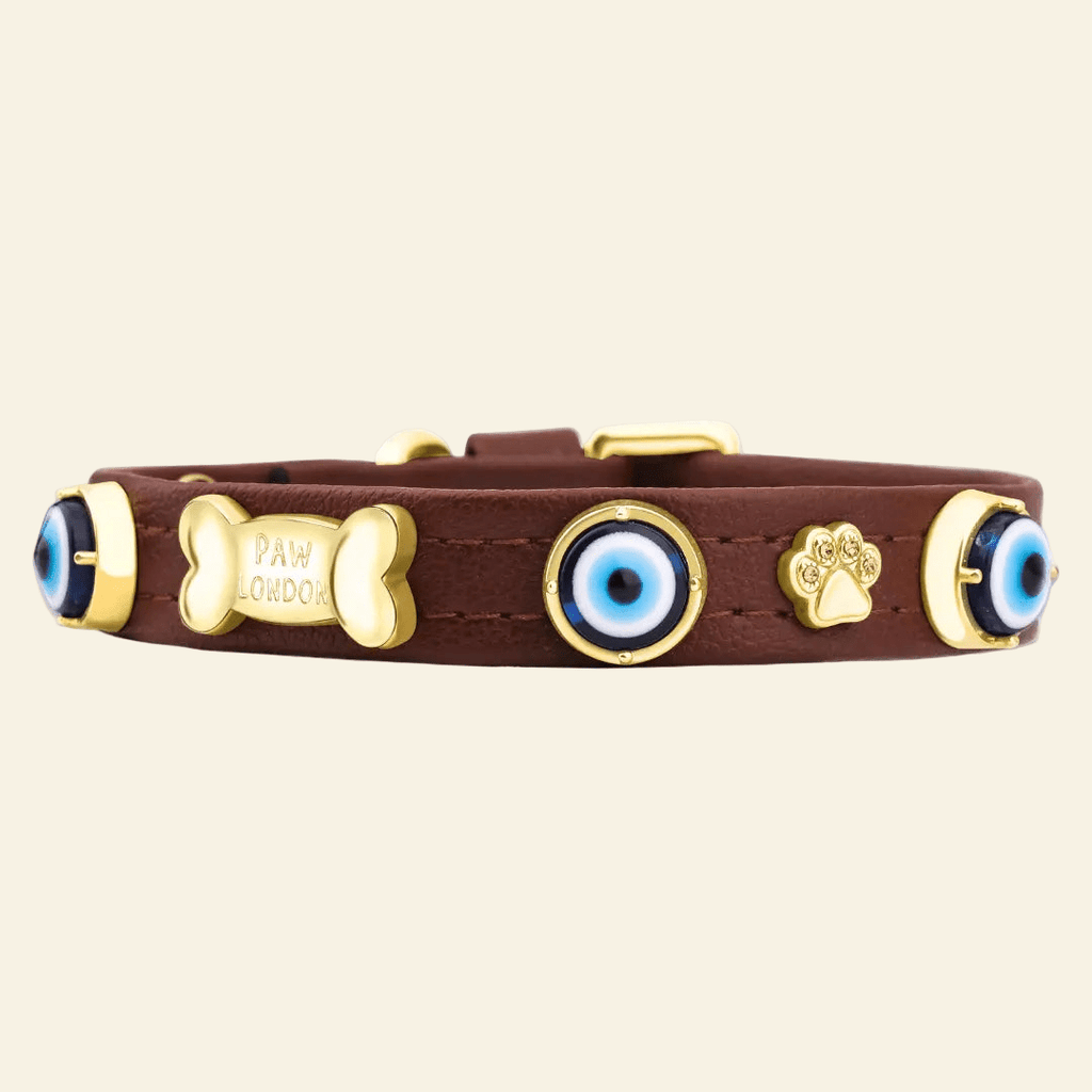 Evil Eye Dog Collar Chocolate 🧿 - PAW LONDON
