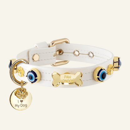 Evil Eye Dog Collar White 🧿 - PAW LONDON