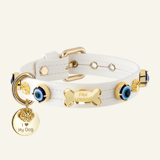 Evil Eye Dog Collar White 🧿 - PAW LONDON