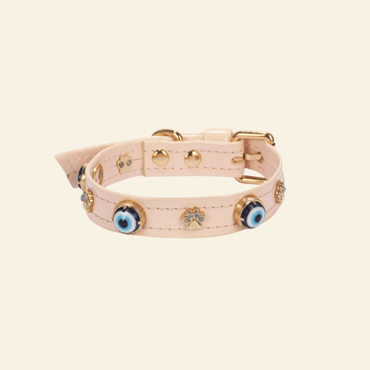Evil Eye Pet Collar Baby Pink All Over - PAW LONDON