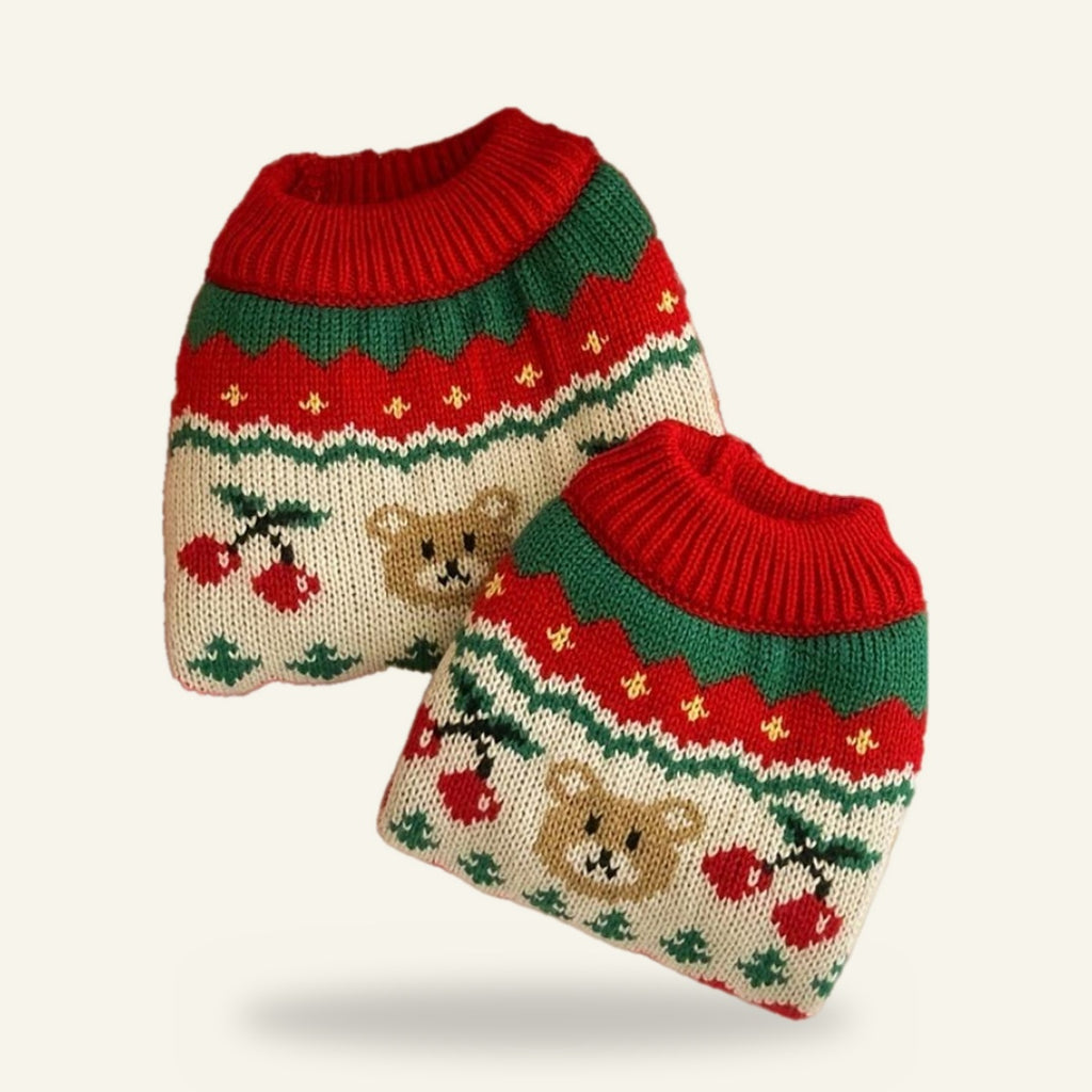 Two Fair Isle bear jumpers
