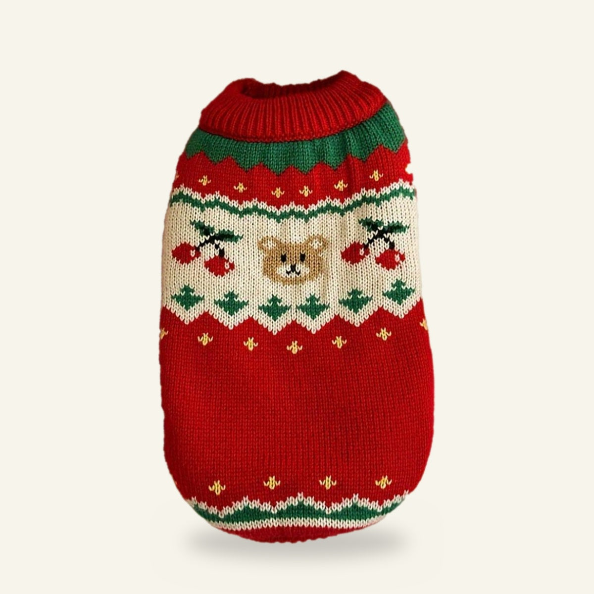 Fair Isle bear jumper laid flat