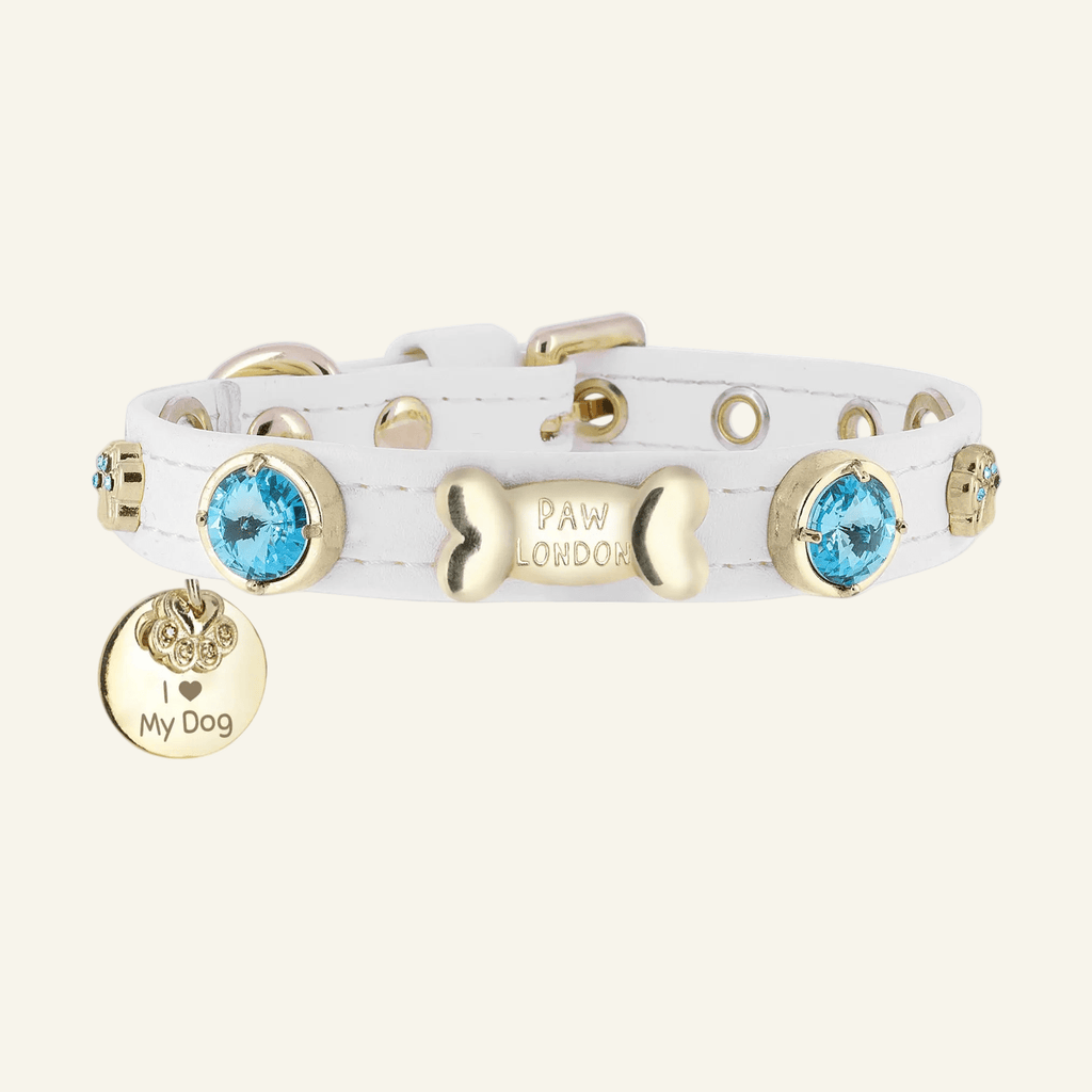 George Swarovski White Dog Collar 💎 - PAW LONDON