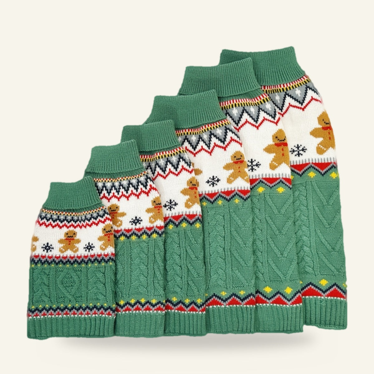 Gingerbread dog jumper in sizes XS to XXL