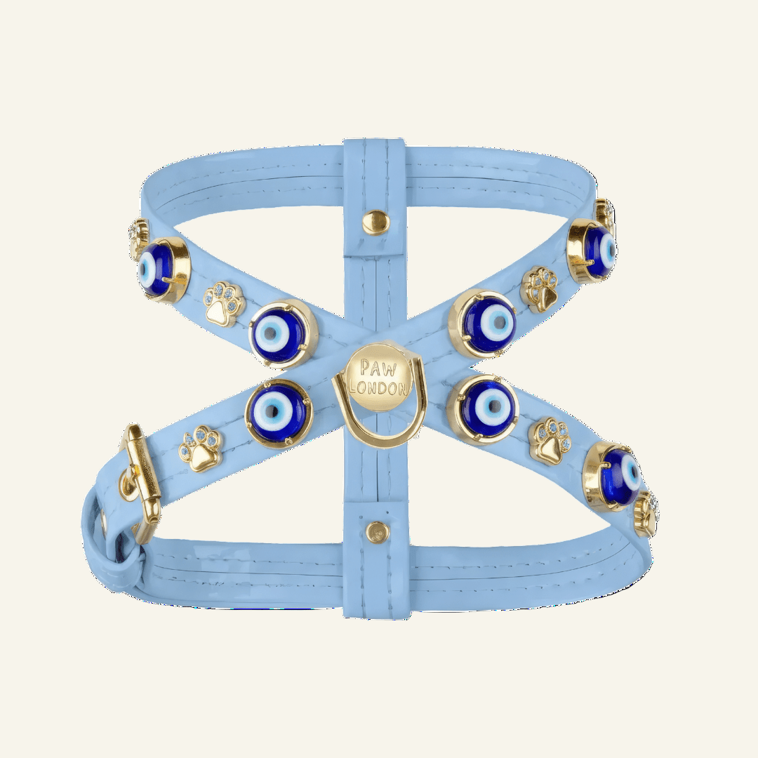 Glossy Evil Eye Dog Harness | Baby Blue 🪬 - PAW LONDON