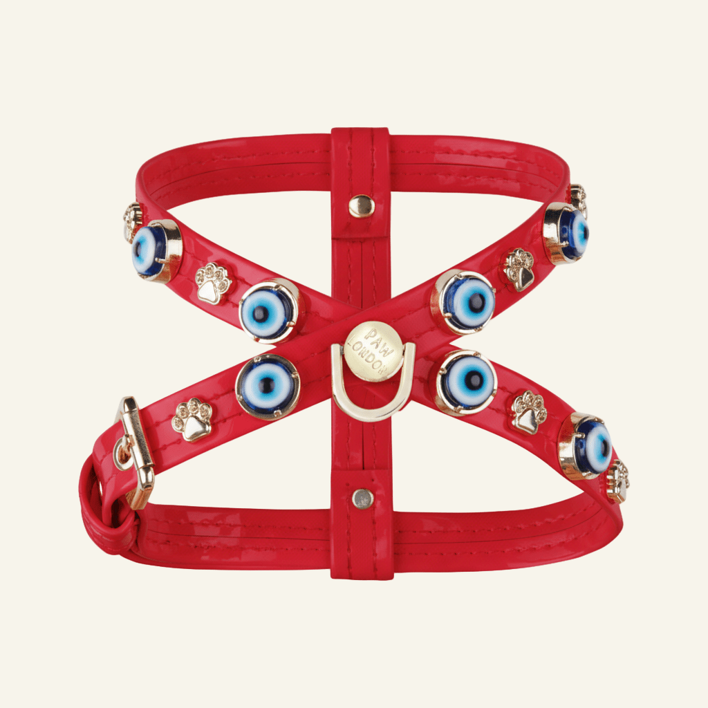 Glossy Evil Eye Dog Harness | Red 🪬 - PAW LONDON