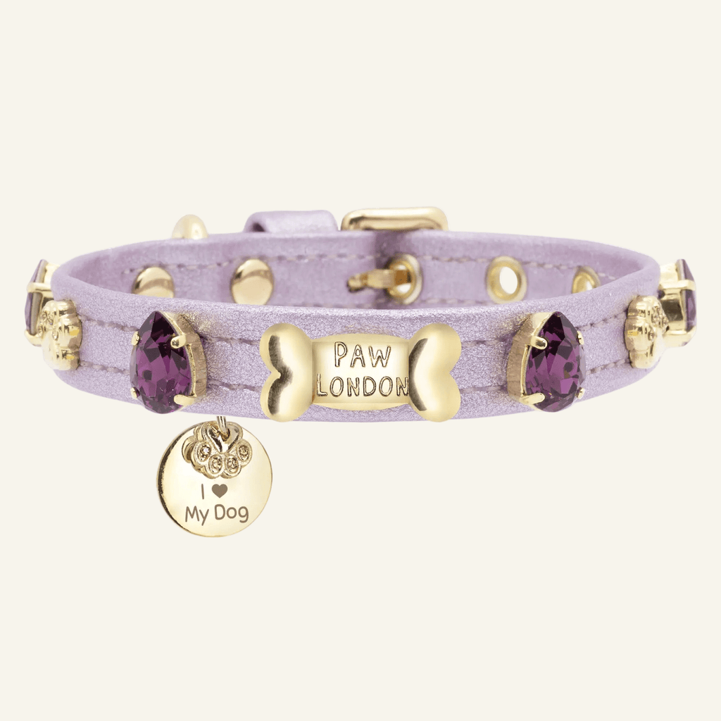 Harper Purple Swarovski Dog Collar 💎 - PAW LONDON