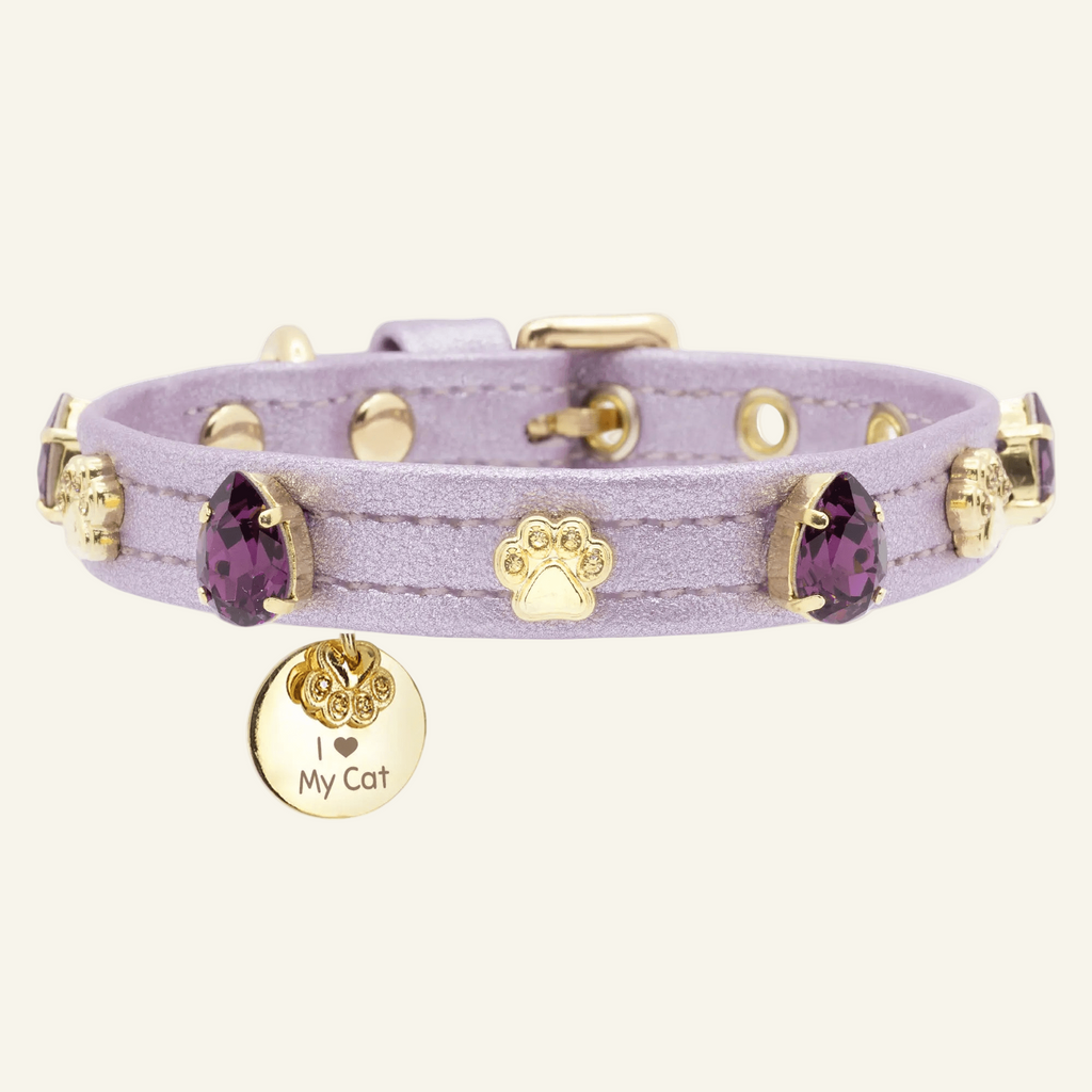 Harper Swarovski Purple Cat Collar - PAW LONDON