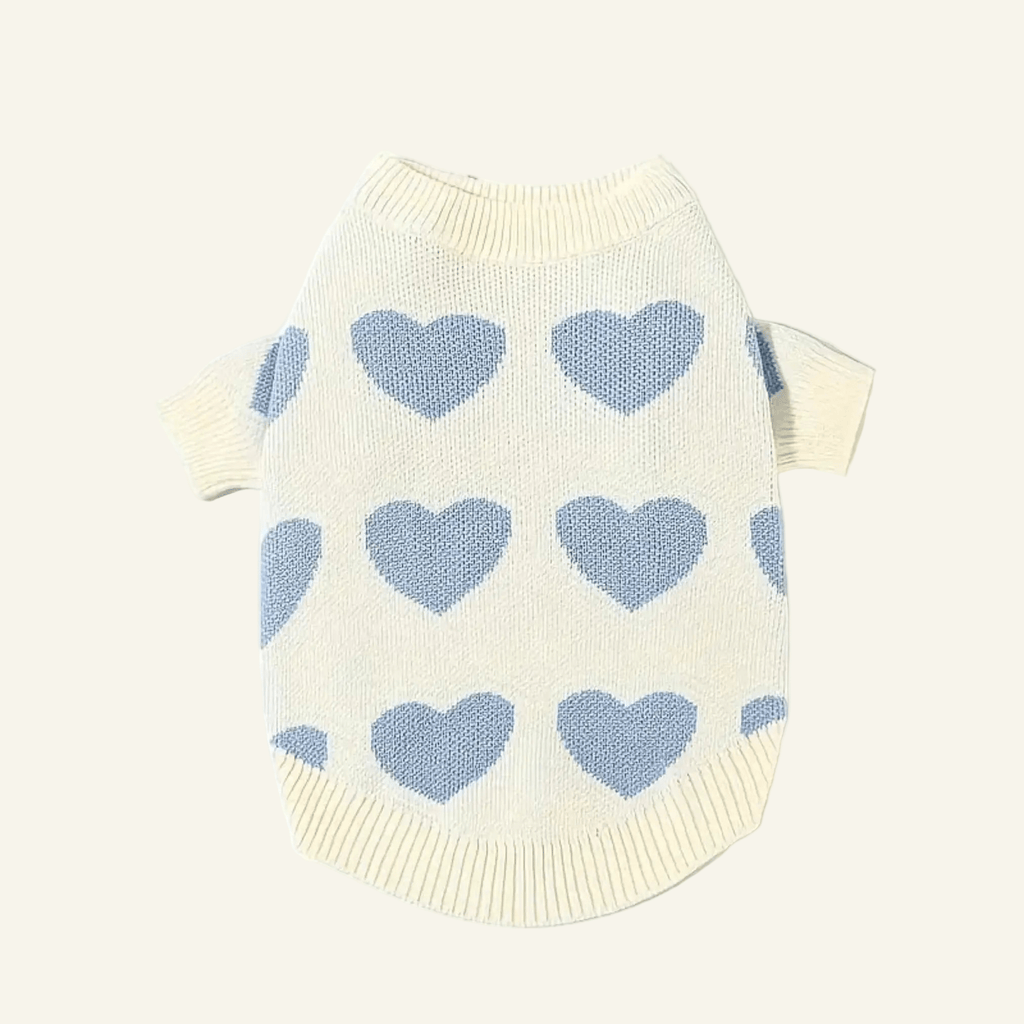 Heart Blue Soft Dog Sweater - PAW LONDON