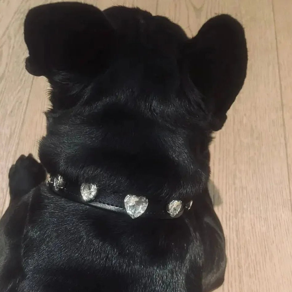 Heart Swarovski Black Dog Collar 🖤 - PAW LONDON