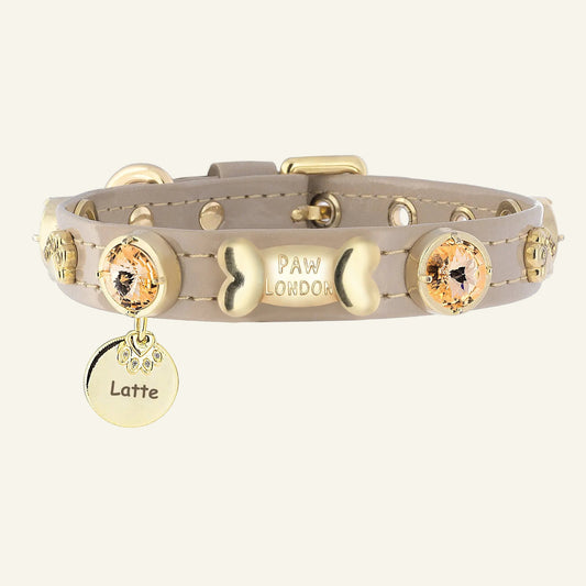 Kate Swarovski Cappucino Dog Collar 💎 - PAW LONDON