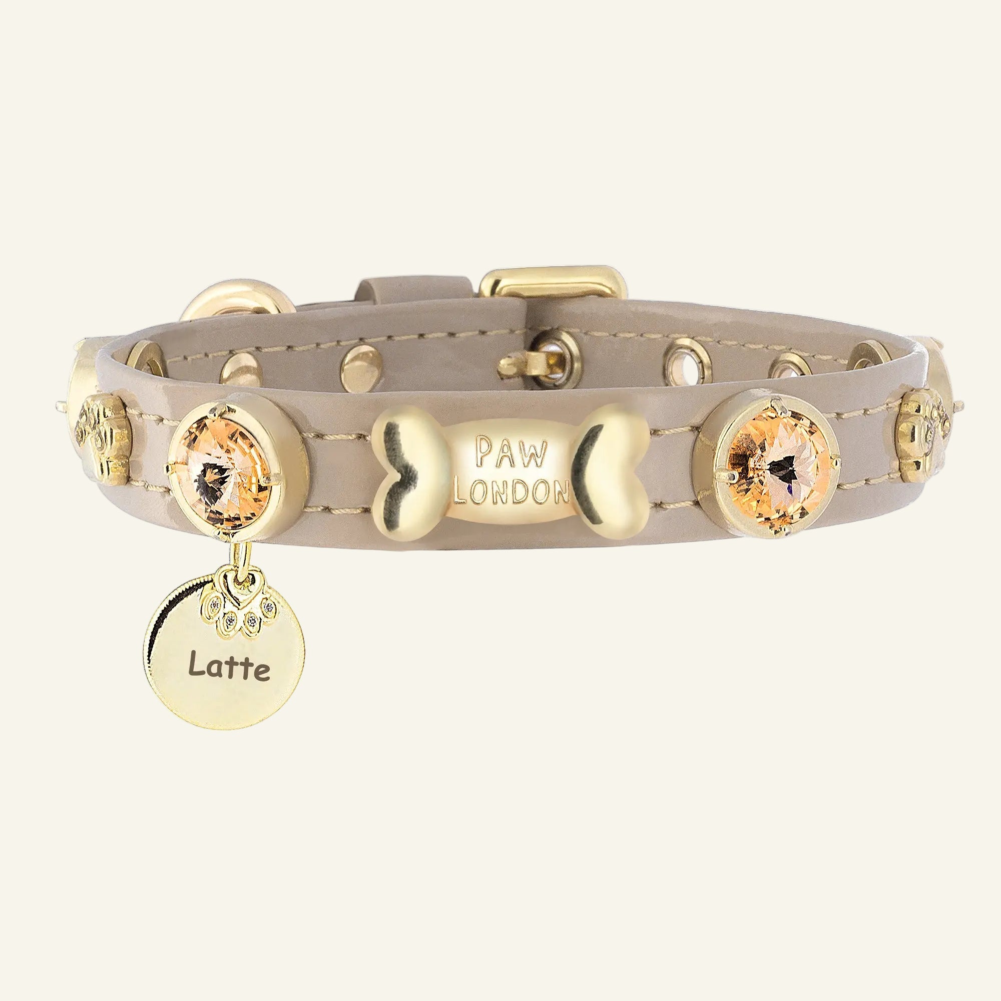Kate Swarovski® Cappucino Dog Collar 💎 - PAW LONDON
