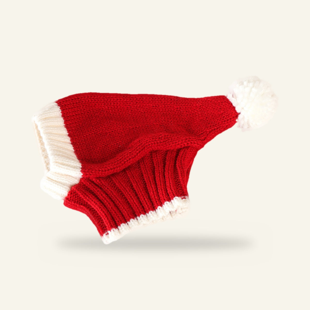 Red knitted Santa hat and snood for dogs