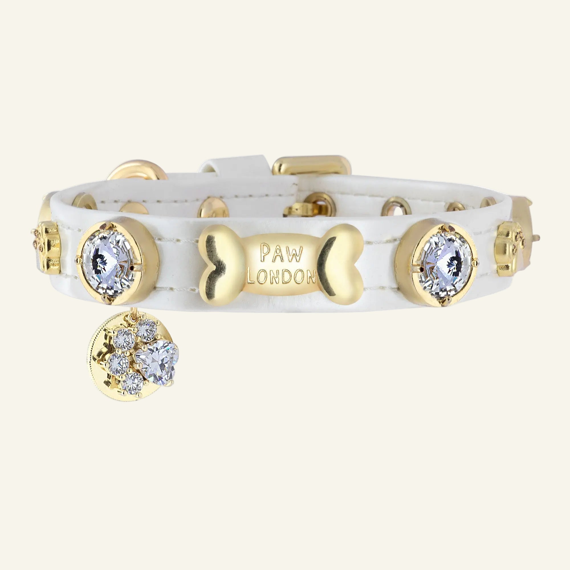 Lily Swarovski® Glossy White Dog Collar 💎 - PAW LONDON