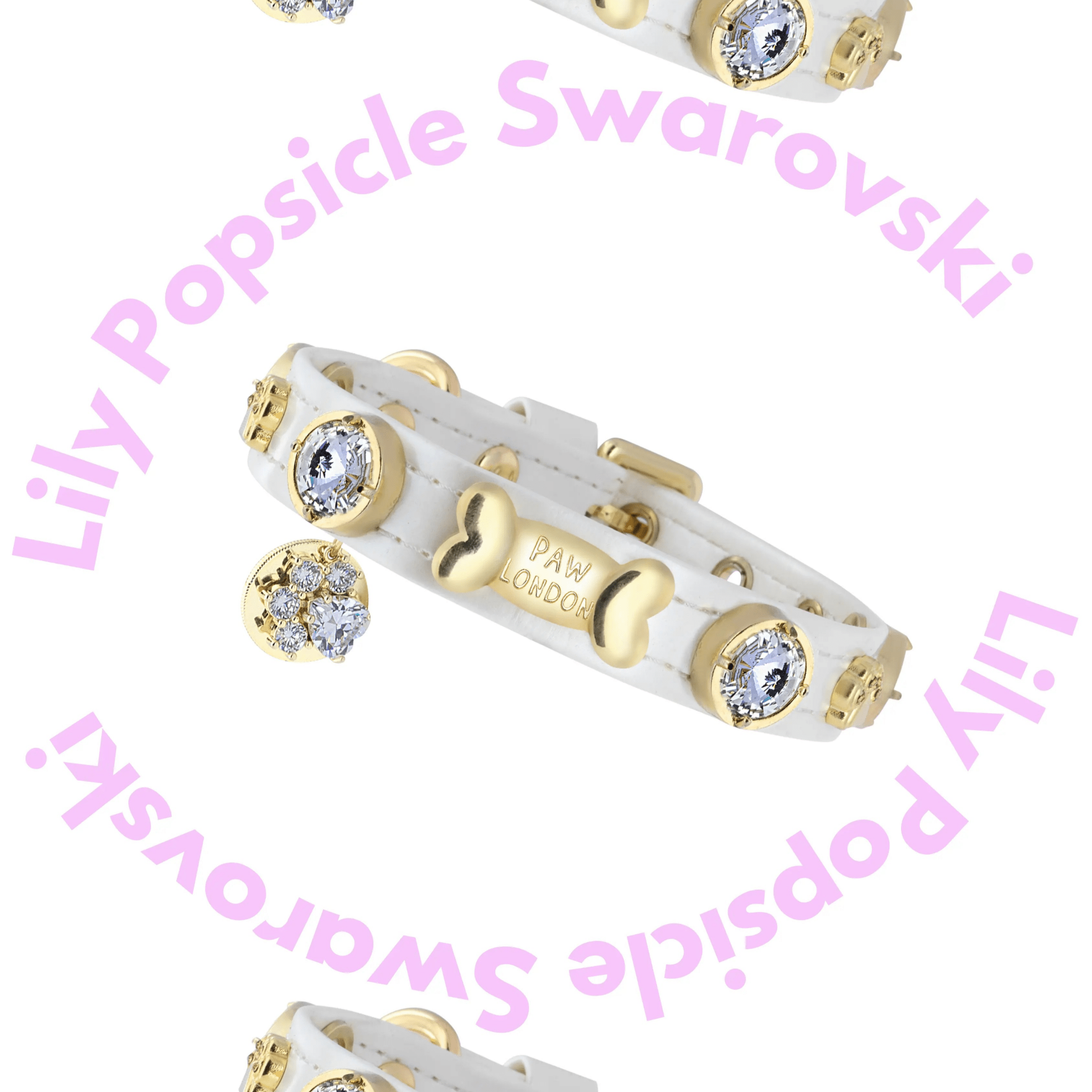 Lily Swarovski® Glossy White Dog Collar 💎 - PAW LONDON
