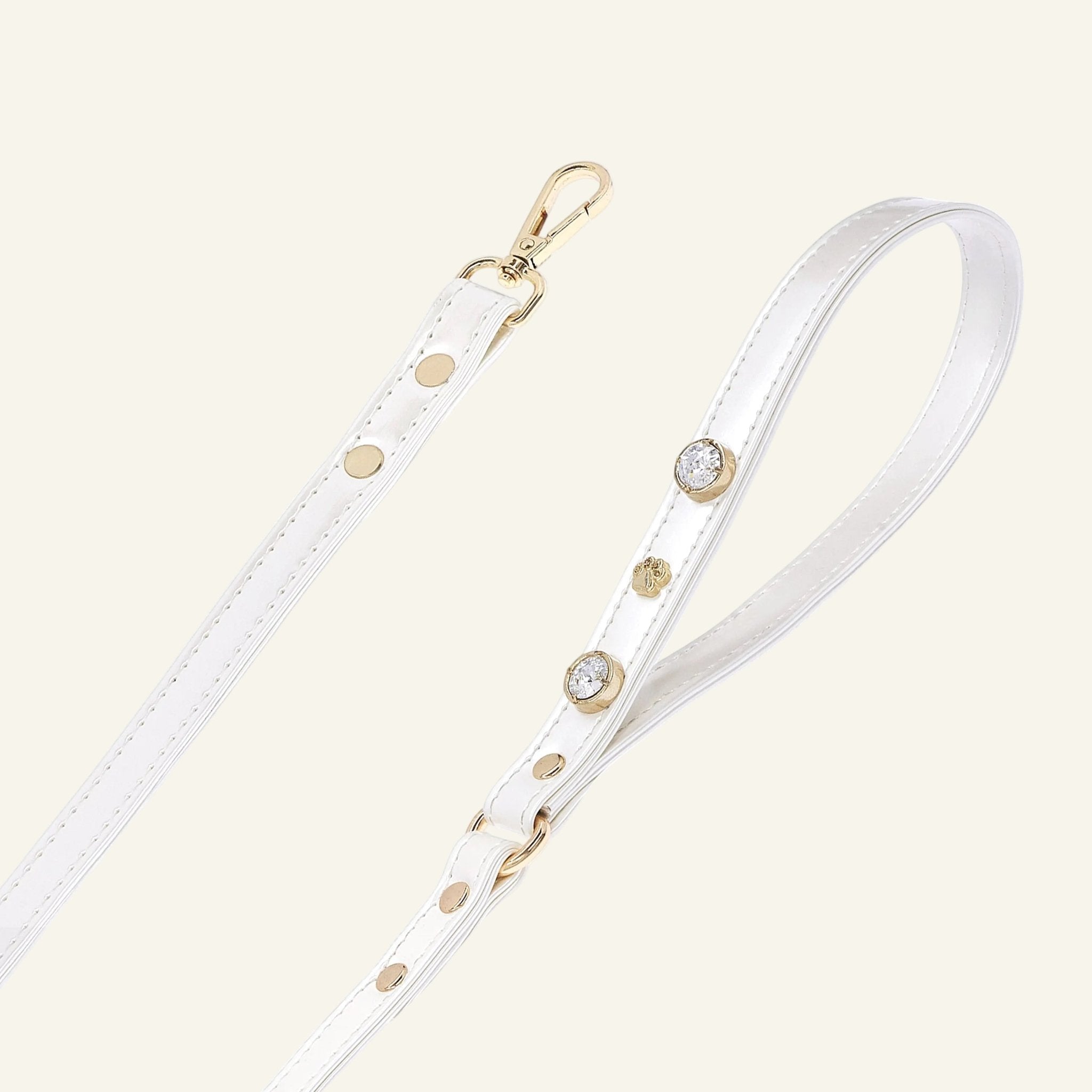 Lily Swarovski Glossy White Dog Leash 🐩 - PAW LONDON