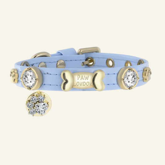 Louis Swarovski Baby Blue Dog Collar 💎 - PAW LONDON