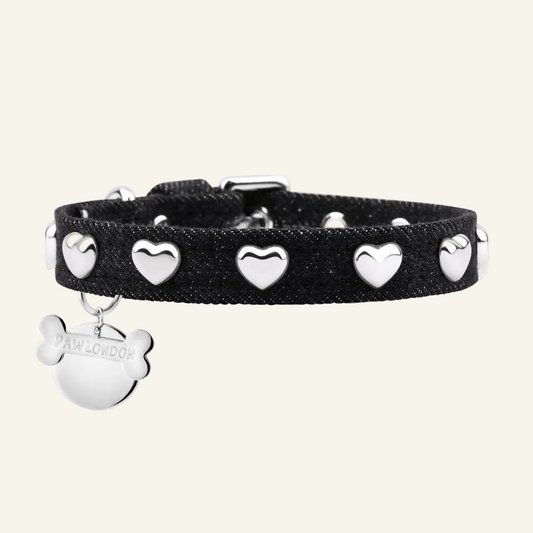 Lovefool Black Denim Dog Collar | Noir 🖤 - PAW LONDON