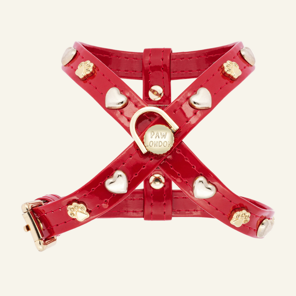 MonPaw Red Dog Harness with Hearts - PAW LONDON