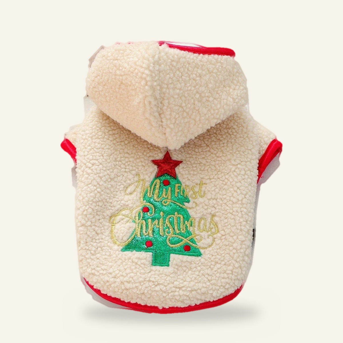 My First Christmas dog hoodie, back view
