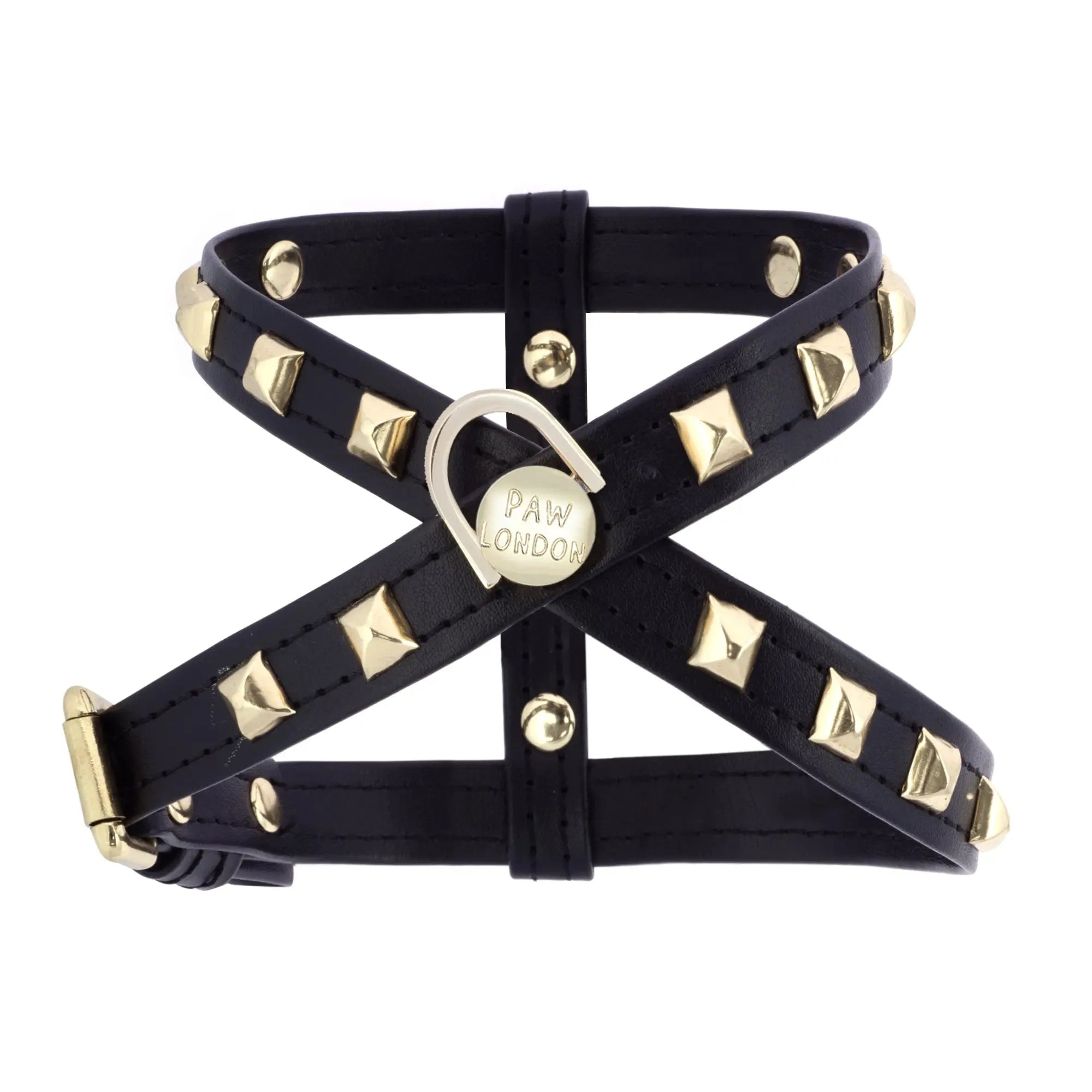 Pawlentino Rockstud Black Dog Harness 🪨 - PAW LONDON