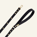 Pawlentino Rockstud Black Vegan Leather Dog Leash with Gold Plated Bone - PAW LONDON
