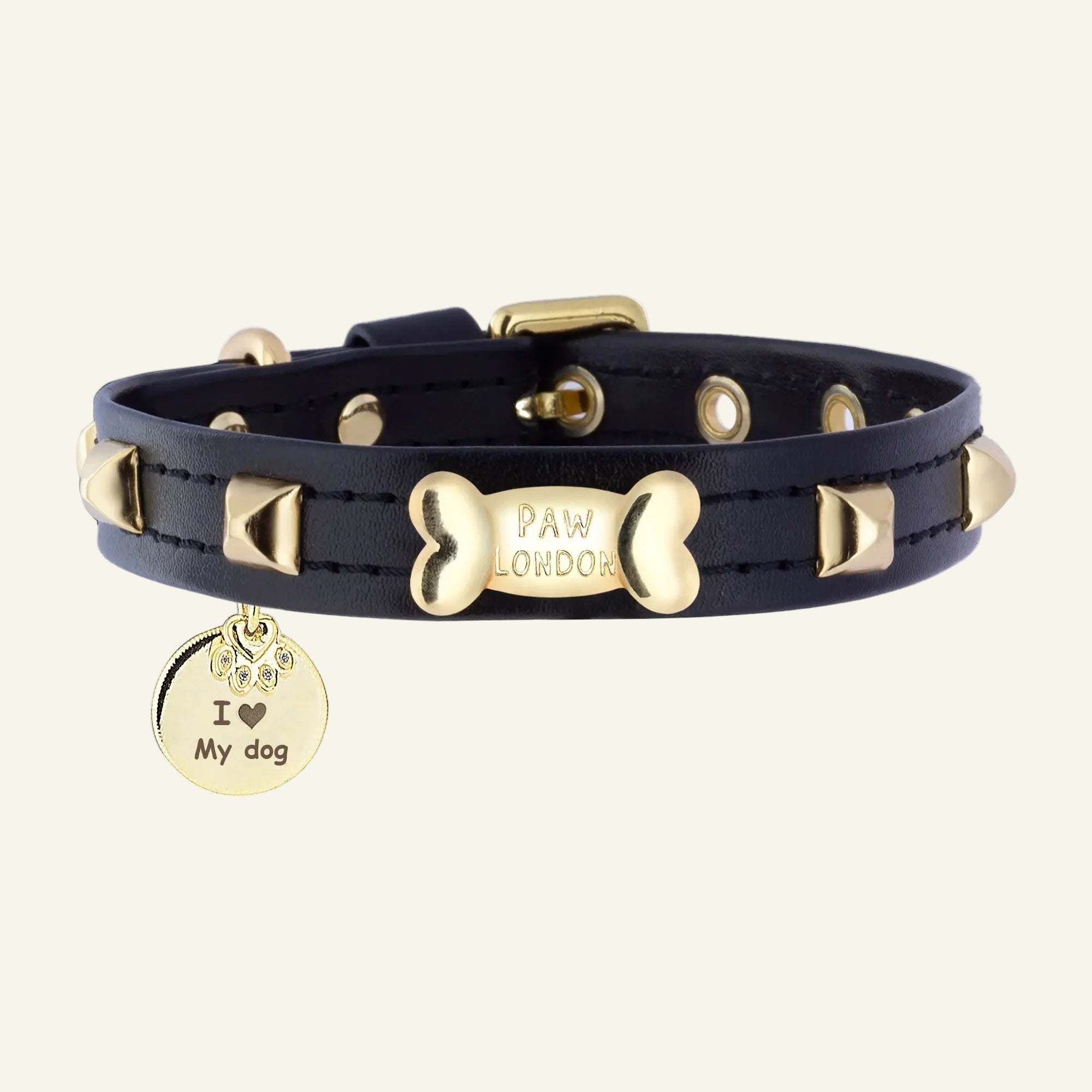 Pawlentino Rockstud Dog Collar | Black 🪨 - PAW LONDON