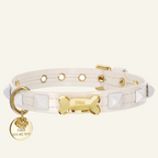 Pawlentino Rockstud Dog Collar | White on White 🪨 - PAW LONDON