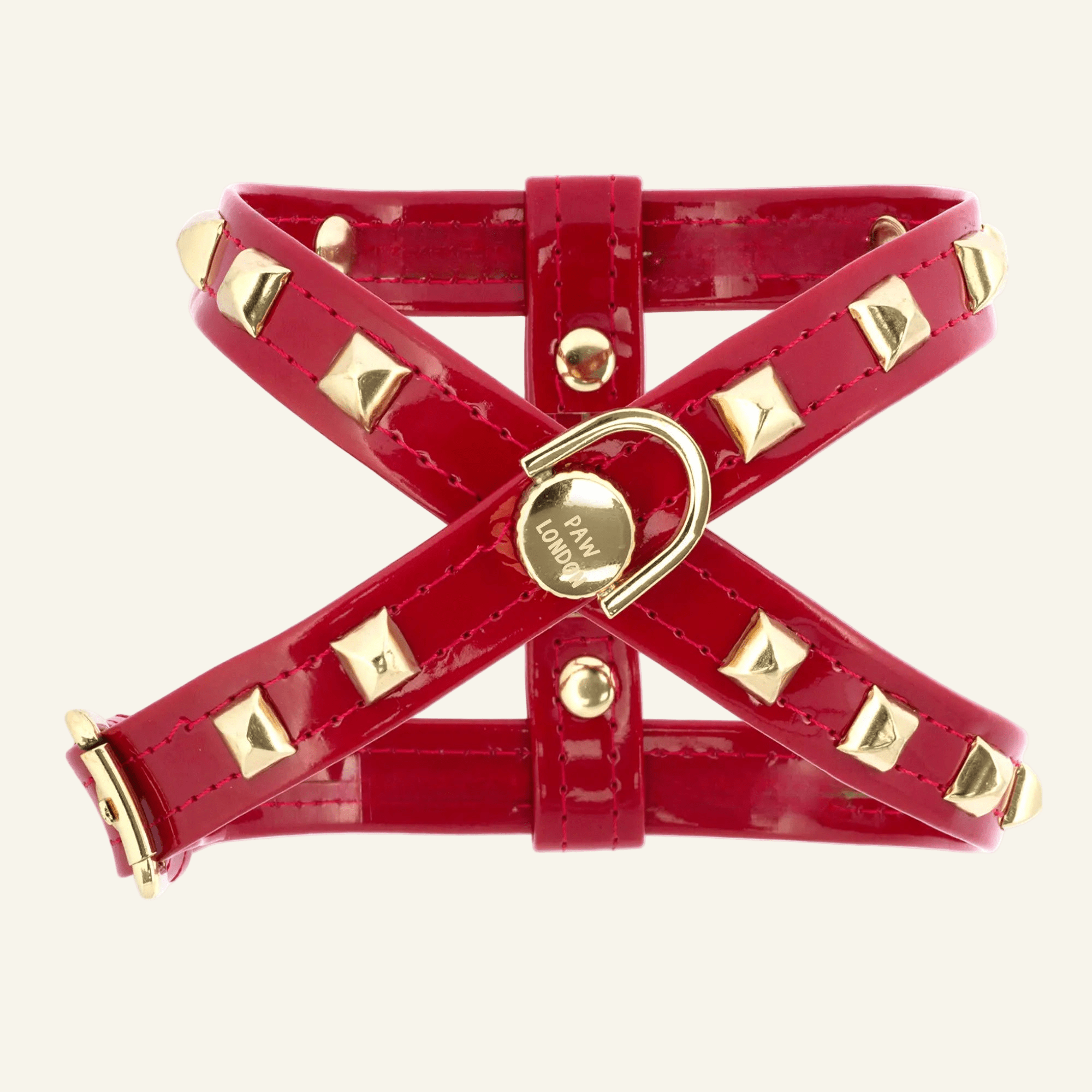 Pawlentino Rockstud Dog Harness 🪨 | Red - PAW LONDON