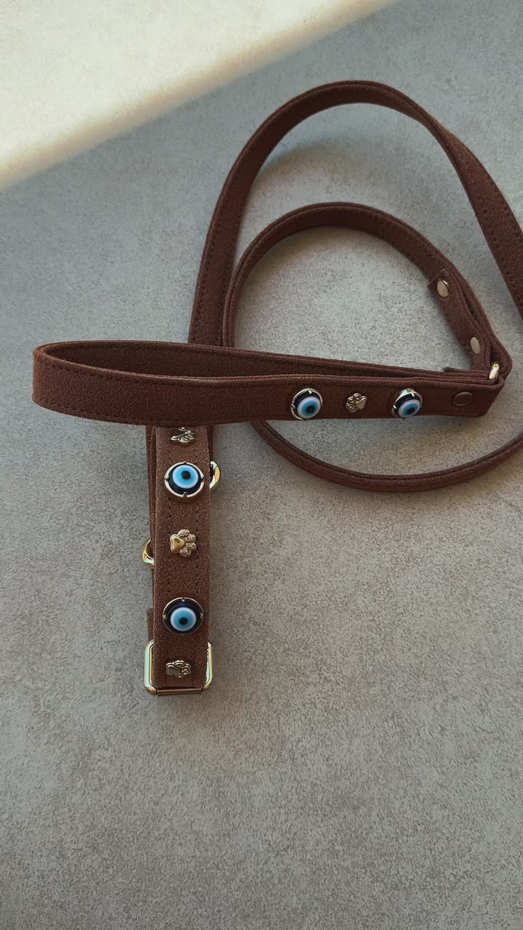 Suede Evil Eye Dog Collar | Cinnamon ⚜️