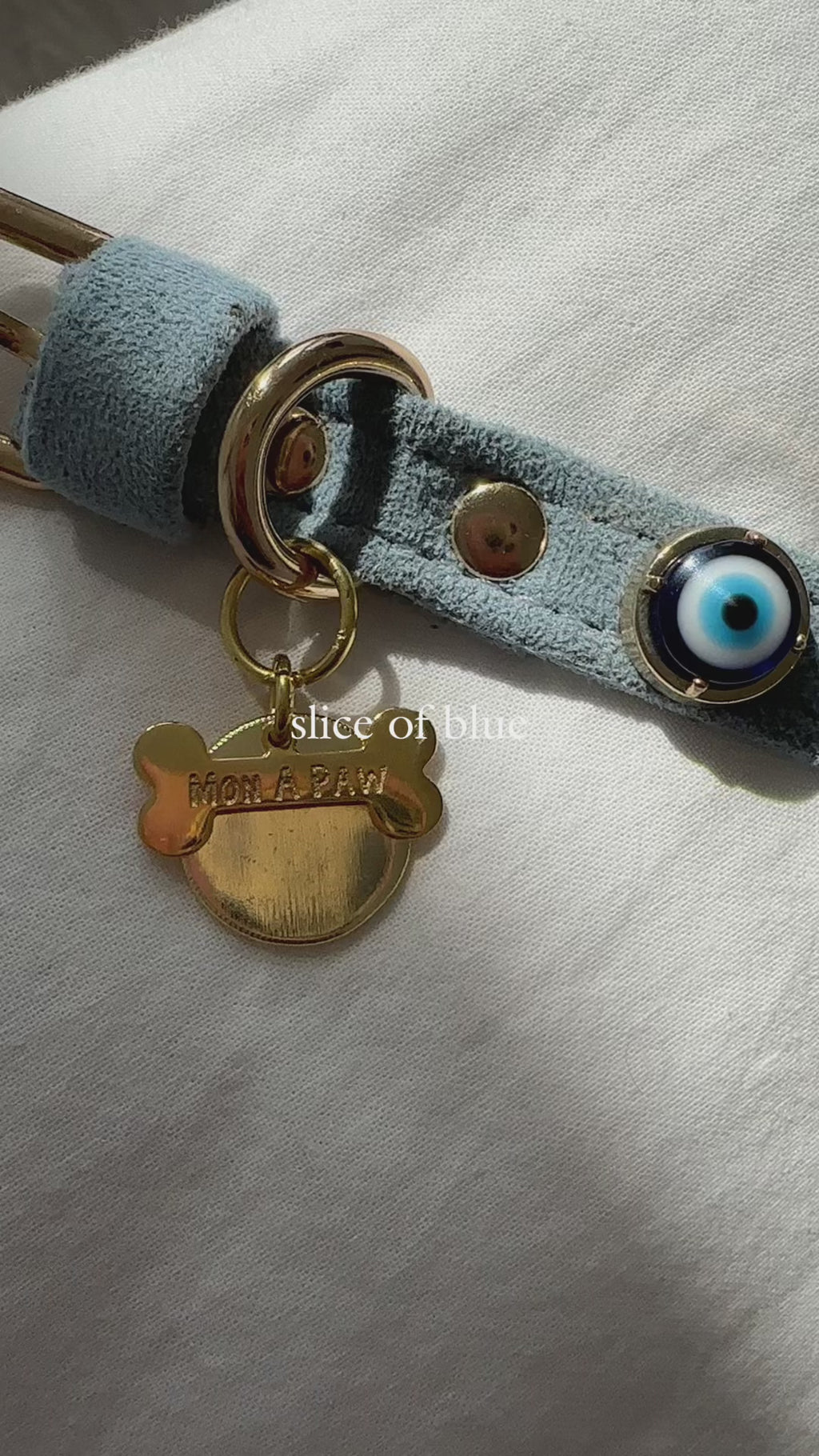 Suede Evil Eye Dog Collar | Azure Blue ⚜️